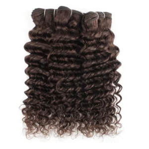 Kisshair color #2 deep wave hair bundles 1/3/4 pcs darkest brown Peruvian human hair extension 10 to 24 inch remy weft hair