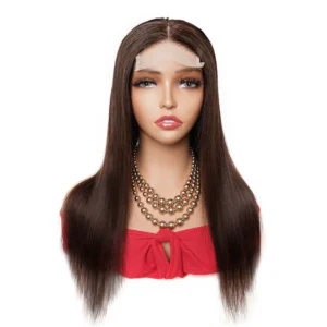 Color #2 Dark Brown 4x4 Lace Closure Wig Remy Indian Human Hair 4x1 Lace Wigs Pre-colored Extensions 150% Density KissHair