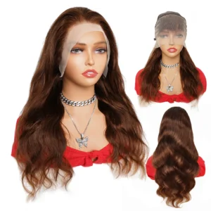 180% Color #2 #4 Dark Brown 13*4 Lace Frontal Wigs Human Hair Wig Body Wave 16 to 26inch Front Lace Hair Extension For Women