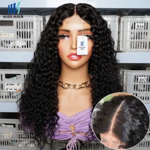 220% Jerry Curly 2*6 Lace Wigs High Density Remy Human Hair Wigs 6 inch Long Depth Middle Part Kim Closure Wig Hair Extensions