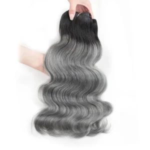 Colored Dark Gray With Black Roots Body Wave Remy Brazilian Human Hair Extension Ombre Color Bundles 100gram/bundle Kisshair