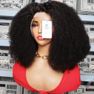 300% Afro Kinky Curly Front Lace Wigs 13*4 Frontal Wig 4*4 Closure Wigs Human Hair Pre-plucked Black Color Wigs KissHair