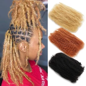 #27 Bulk Hair For Braiding Honey Blonde Afro Kinky Curly for Mini Twists Braids Microlocs Remy Human Hair 10-20inch 50gram/pcs
