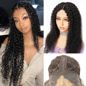 220% Density 13x4x1 Lace Wigs Jerry Curly Remy Indian Human Hair Wig T Part Middle Part Transparent 4x1 Lace Wigs KissHair