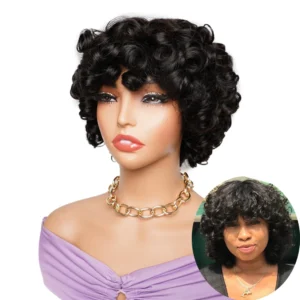 250% Loose wave Full Machine Made Wigs Natural Color Brown Color #99J Remy Indian Human Hair Wig Short Bob Wig 10 Inch