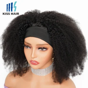 250% High Density Headband Wig Afro Kinky Curly Brazilian Human Hair Wigs Scarf Wigs Full Machine Made Wigs For Women