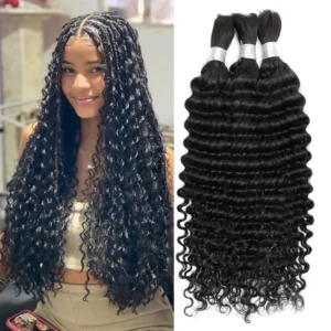 Bulk Hair For Braiding Deep Curly Wave Braids No Weft Wavy Extension 24 Inches Remy Indian Human Hair 100g/piece KissHair