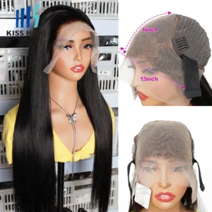 13*6 Lace Frontal Wigs 300% High Density Double Drawn Vietnamese Human Hair Wigs Silky Straight 13x6 Front Lace Wigs Thick Ends