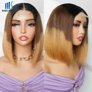 350% T1B/4/30 Glueless 2*6 Lace Wigs 10inch Short Bob Wig Middle Part 15A Super Double Drawn Bone Straight Vietnamese Human Hair
