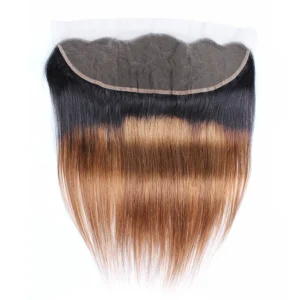 14 Inch 13x4 Lace Frontal Dark Brown T1B27 T1B30 Ear To Ear Remy Brazilian Human Hair Brown Color Honey Blonde Color Frontals