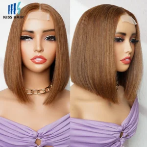 #4 Dark Brown 350% Super Double Drawn Bob Wig 2*6 Lace Wigs Middle Part Glueless 15A Bone Straight Vietnamese Human Hair 10inch