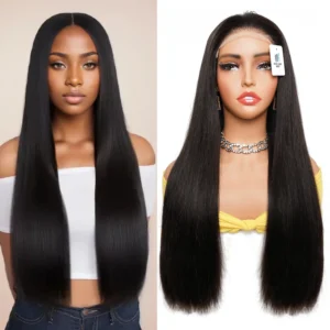 300% Super Double Drawn Human Hair Wigs 5*5 Lace Front Wig Raw Vietnamese Hair High Quality Bone Straight Thick Glueless Wigs