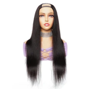U Part Wigs Silky Straight No Closures Half Wig With Clips Natural Color Remy Indian Human Hair Extension 150% Density